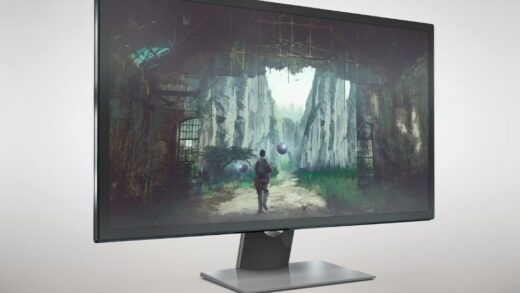 a PC monitor with a screenshot from random video game on it