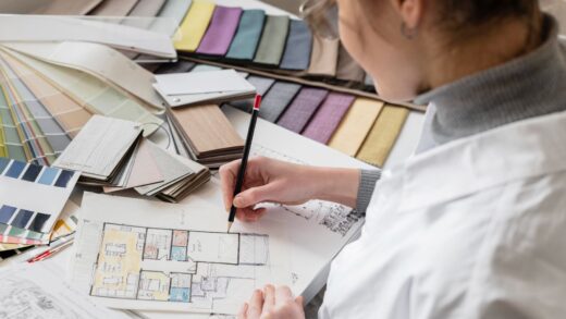 A woman working on interior design