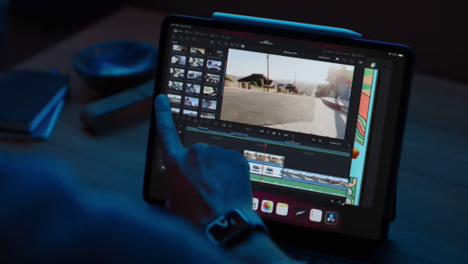 Man using an iPad Pro for video editing
