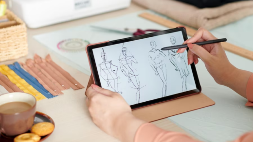 Woman using a drawing tablet