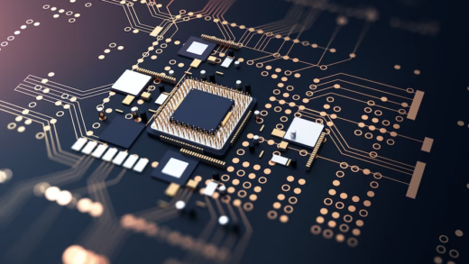 A circuit board displaying a CPU